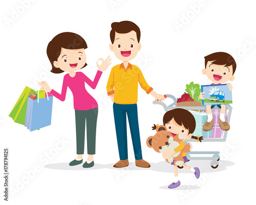 family shopping characters