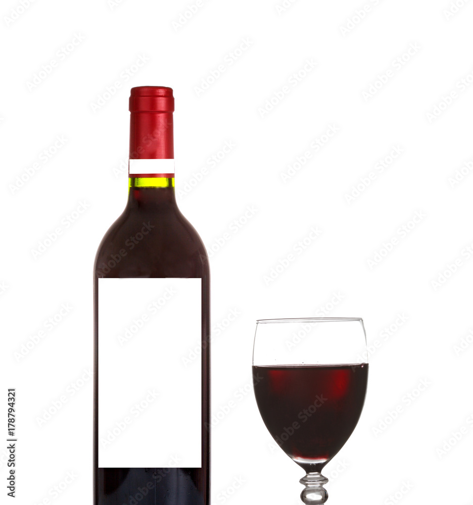 Bottle of red and wineglass Bottle of red and wineglass