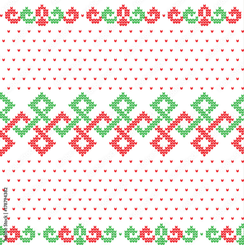 Winter festive Christmas knitted pattern woolen knitted