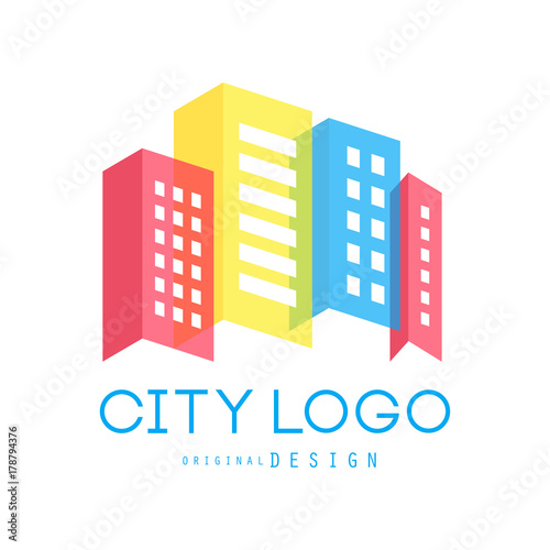City logo original design of real estate and city building colorful
