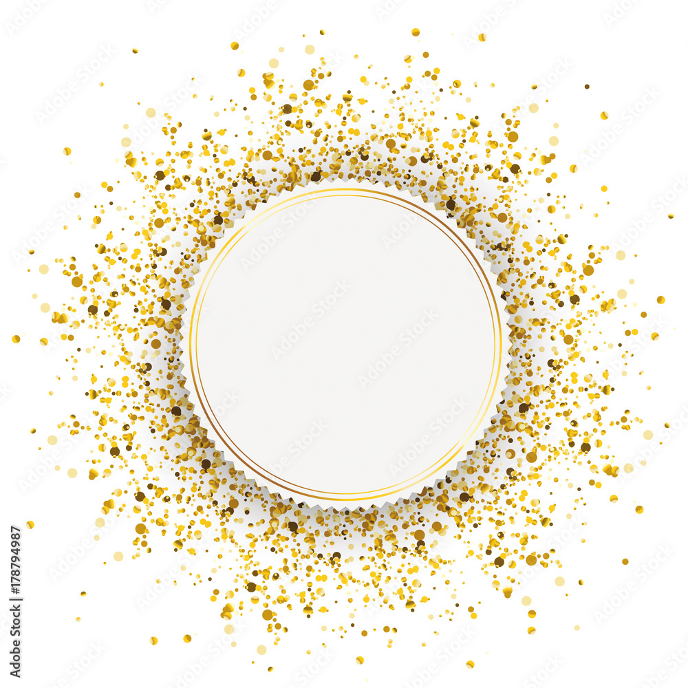 Emblem Golden Particles Confetti - obrazy, fototapety, plakaty 