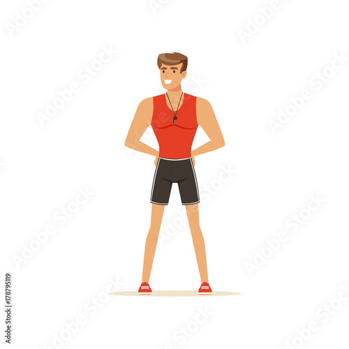 Professional fitness coach or instructor vector Illustration