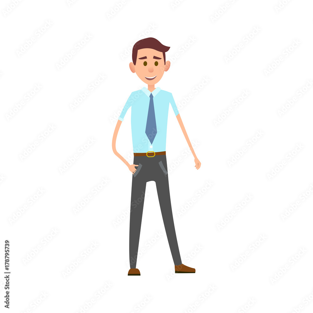 Man in Formal Office Clothes Isolated Illustration
