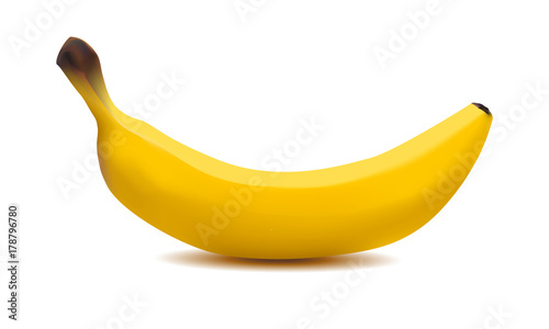 realistic 3d ripe yellow banana on a white background made with a gradient mesh