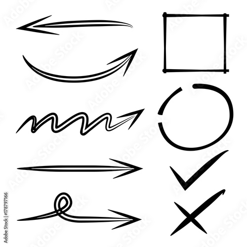 hand drawn arrows and check marks