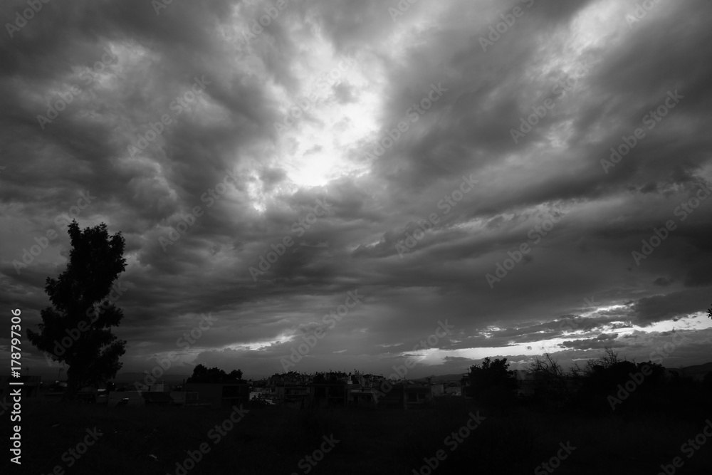 Black and White Sky Background Minimalistic