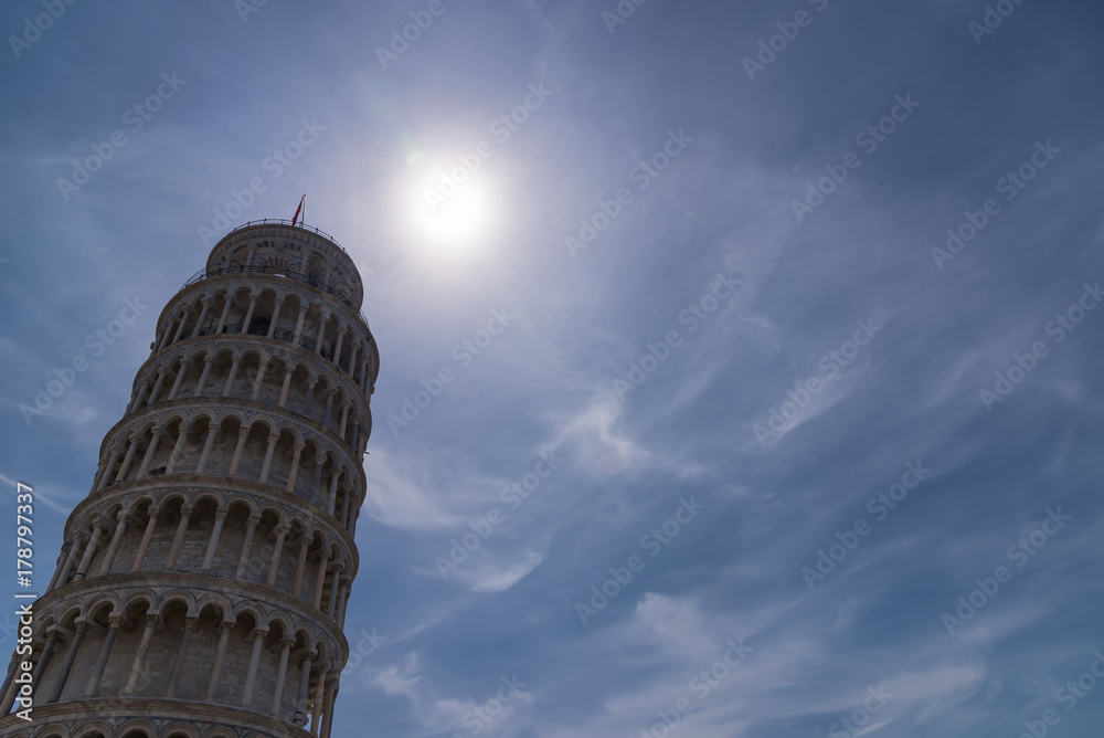 The leaning tower of Pisa, The square of Miracles (Piazza dei Miracoli) in Pisa, Tuscany, Italy