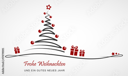 Weihnachten - "Weihnachtsbaum mit Geschenken" (Schwarz/ Rot)