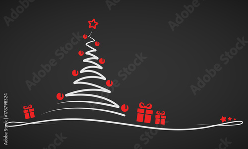 Weihnachten - "Weihnachtsbaum mit Geschenken" (in Rot/ Schwarz)