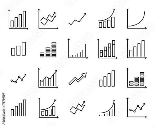 Set of premium growth icons in line style. 