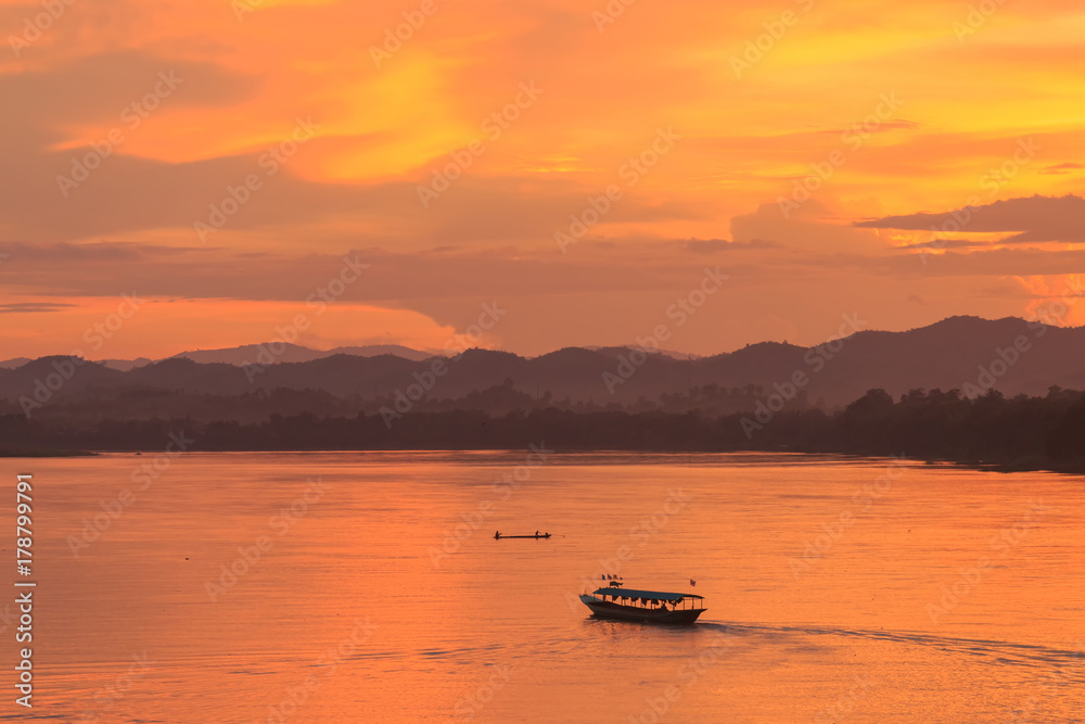 Boat in the Mekong River ,Chiang Khan, Thailand