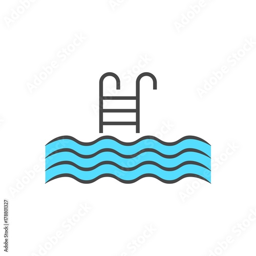 Pool vector icon, Swimming pool with ladder icon