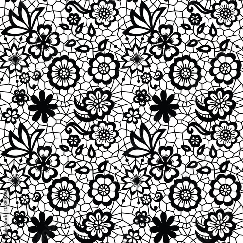 Lace seamless pattern with flowers