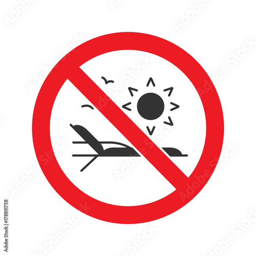 Forbidden sign with sun lounger glyph icon