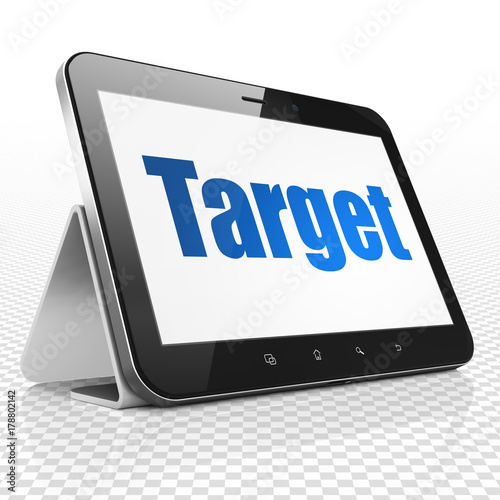 Business concept: Tablet Computer with blue text Target on display, 3D rendering