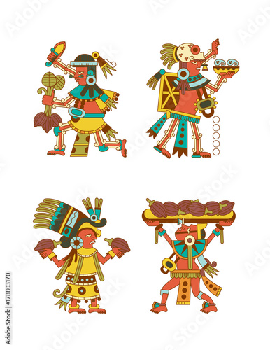 Vector illustration aztec cacao pattern for chocolate package design.