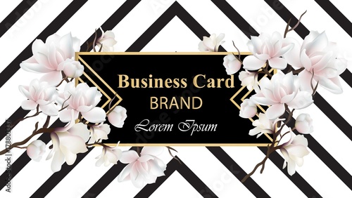 Business Luxury card Vector. Modern Abstract design with floral decor. Place for texts