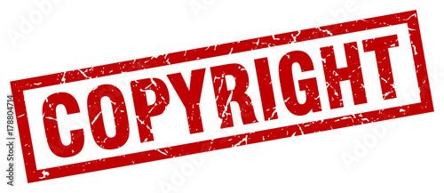 square grunge red copyright stamp