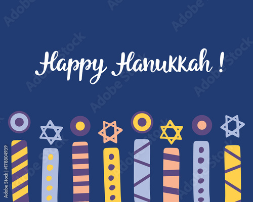 Happy Hanukkah, hand written brush lettering