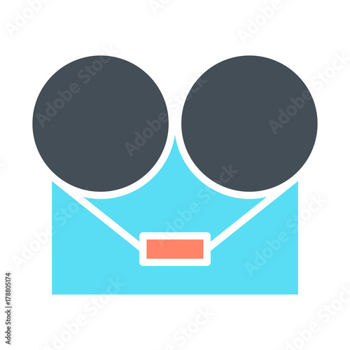 Analog stereo open reel tape deck recorder icon. Vector