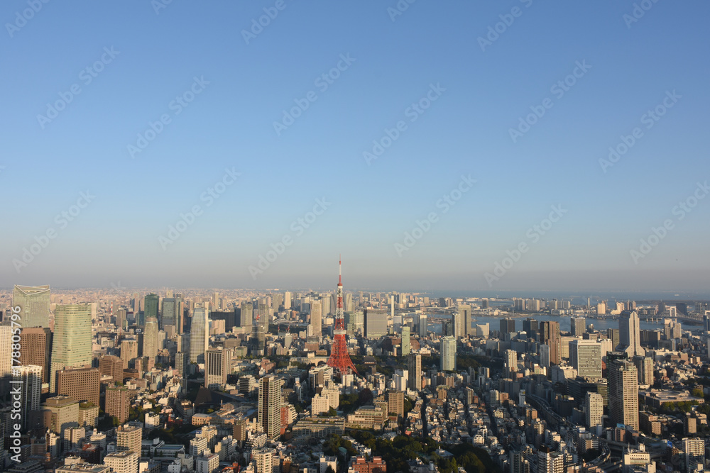 日本の東京都市風景・青空「港区方面などを望む」