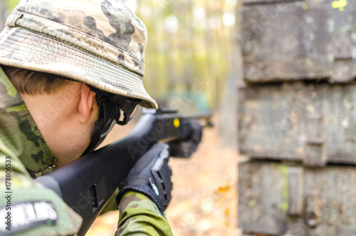 Army soldier in forest