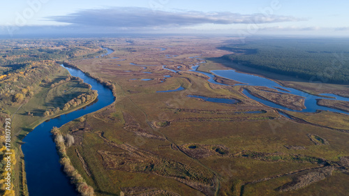 aerial view over the small river