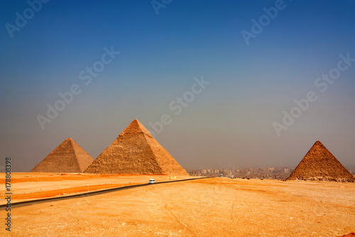 The Great Pyramids towering beyond Giza city