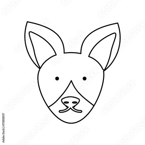 flat line uncolored fox face over white background vector illustration