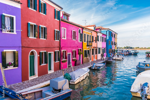 The Famous Island-City-Burano at Venice, with unique colorful house-facades in many colors. © Copula
