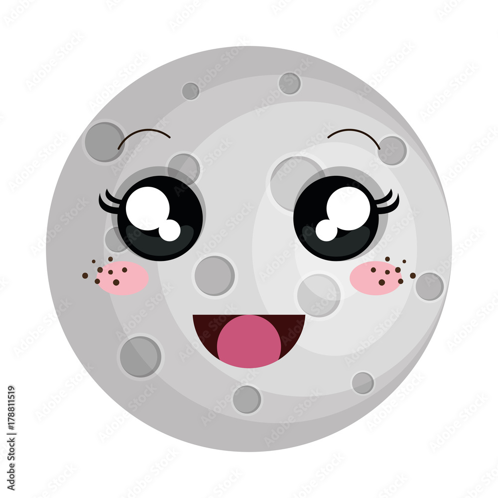 Fototapeta premium moon satellite kawaii character