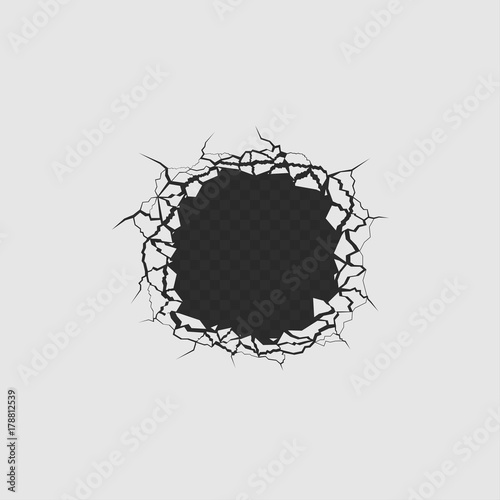 Hole with cracks