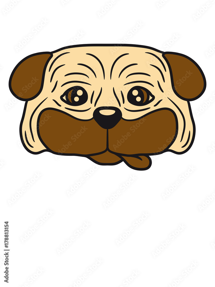 Ilustrace „kopf gesicht mops klein dick hund welpe süß niedlich haustier  comic cartoon“ ze služby Stock | Adobe Stock
