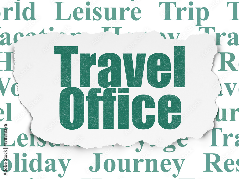 Tourism concept: Painted green text Travel Office on Torn Paper background with Tag Cloud Tourism concept: Painted green text Travel Office on Torn Paper background with Tag Cloud