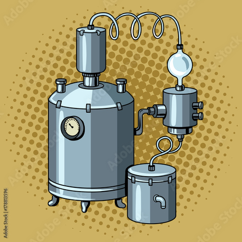 Alcohol machine pop art vector illustration