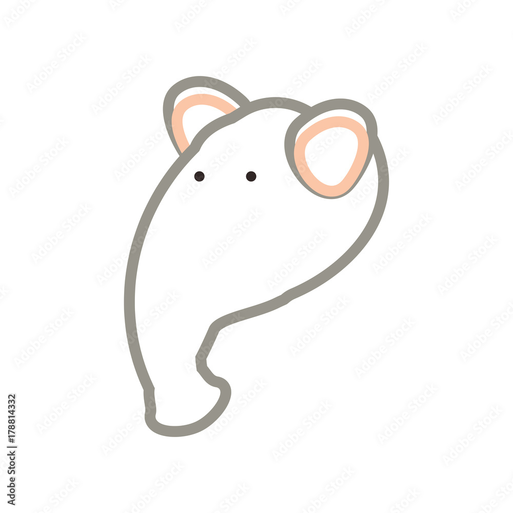 flat line colored tapir face over white background vector illustration flat line colored tapir face over white background vector illustration