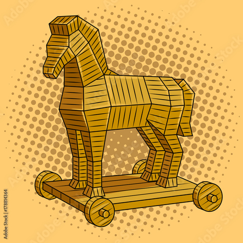 Trojan horse pop art vector illustration