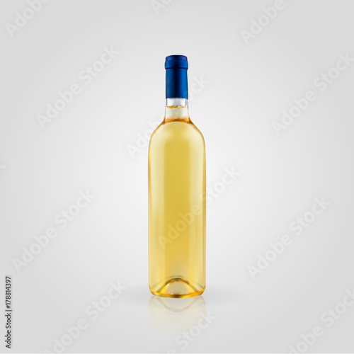 Wine bottle in a realistic style isolated on white background. 3d. Stock - Vector illustration for your design and business