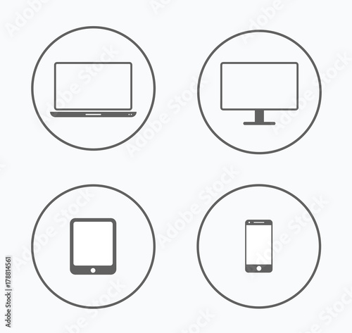 Vector media icons, notebook, mobile, television, tablet