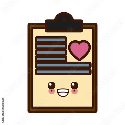 Medical document historial cute kawaii smiling vector illustration photo