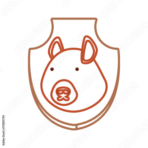 flat line colored  animal trophy  with chipmunk over white background  vector illustration