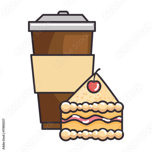 delicious cake portion with beverage