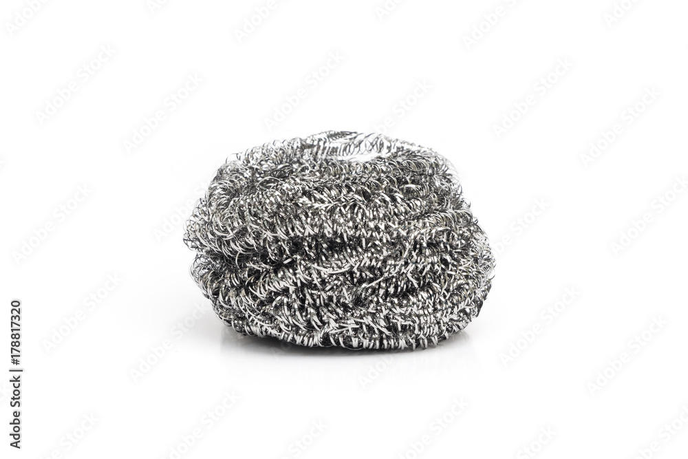 steel wool for dishwashing on white background steel wool for dishwashing on white background