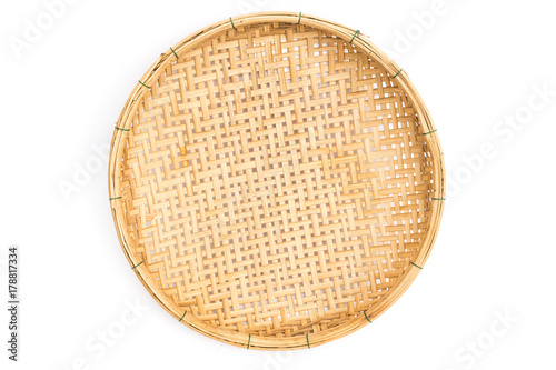 Quadro su tela wooden threshing basket (bamboo) on white background