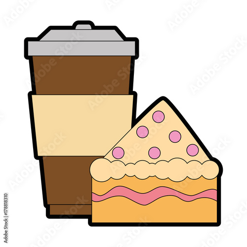 delicious cake portion with beverage
