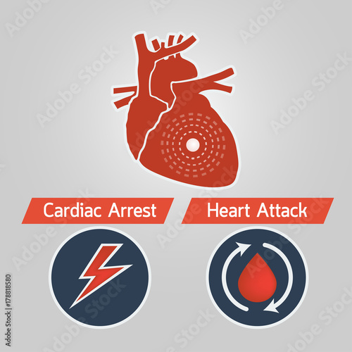 Cardiac Arrest and Heart Attack vector logo icon illustration