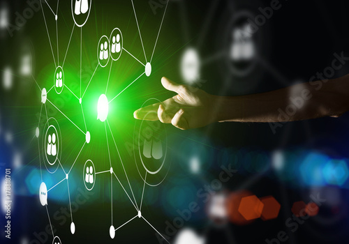 Creating modern wireless technologies as means of communucation and networking on dark background