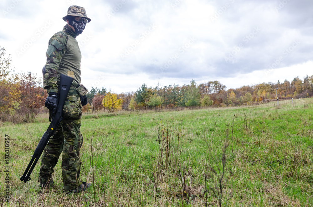 Army soldier in forest Army soldier in forest