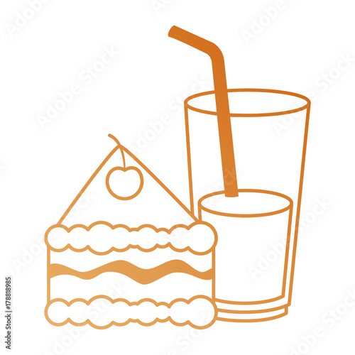 delicious cake portion with beverage