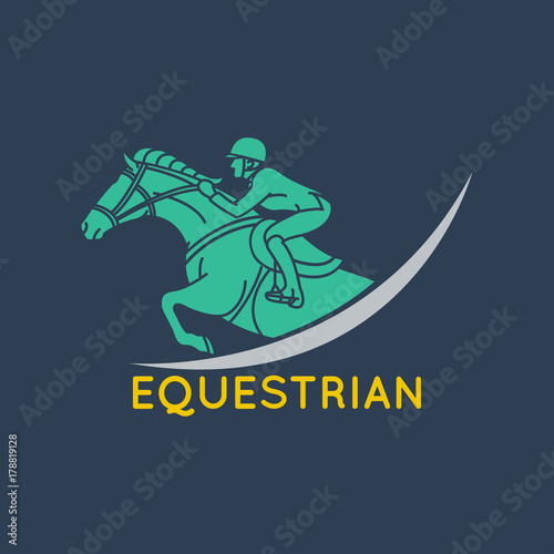Horse race. Equestrian sport vector logo icon illustration